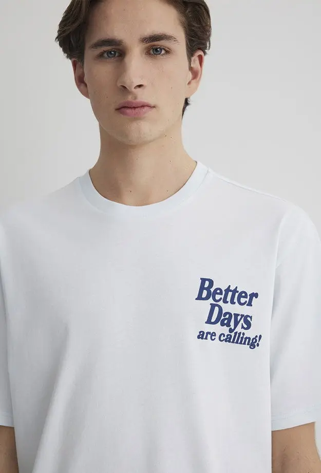 Mavi Better Days Baskılı Açık Mavi Tişört Loose Fit / Bol Rahat Kesim 0612462-70793