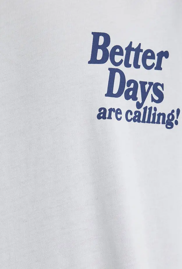 Mavi Better Days Baskılı Açık Mavi Tişört Loose Fit / Bol Rahat Kesim 0612462-70793