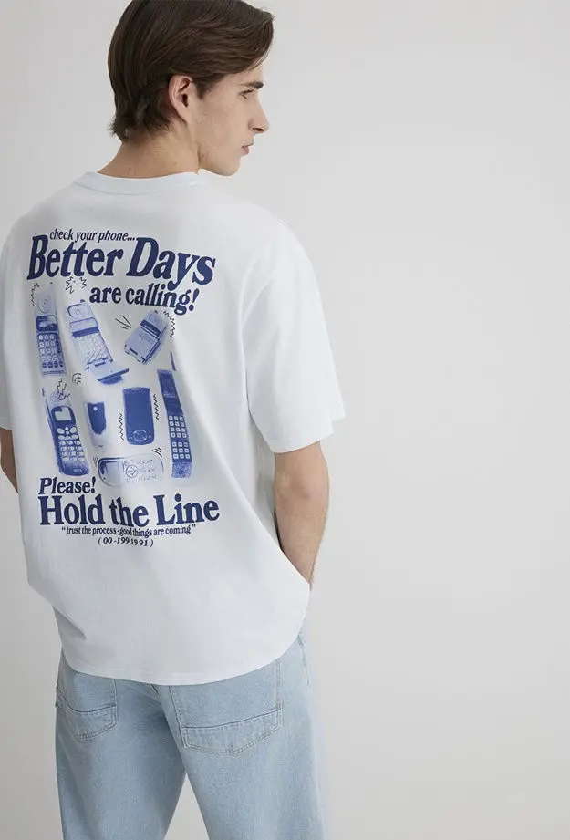 Mavi Better Days Baskılı Açık Mavi Tişört Loose Fit / Bol Rahat Kesim 0612462-70793