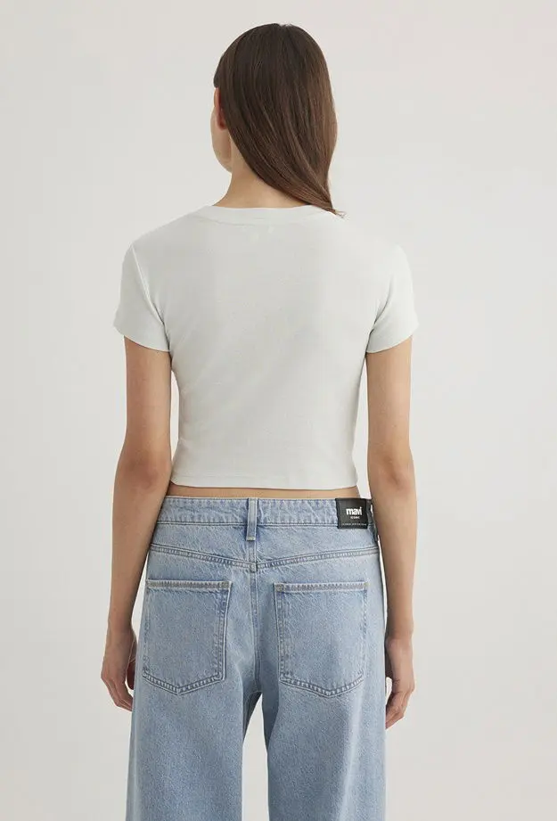 Mavi Yeşil Basic Tişört Crop / Kısa Kesim 1600814-71453