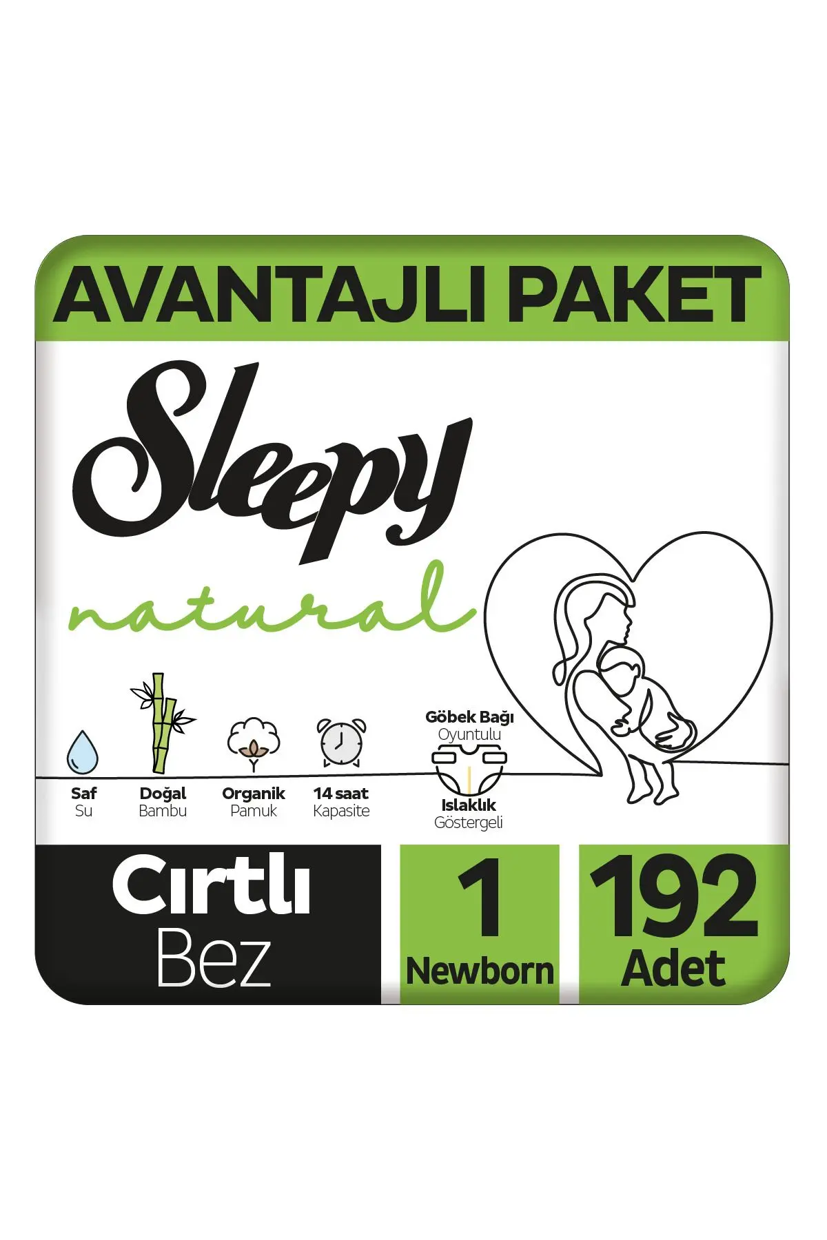 Sleepy Natural Avantajlı Paket Bebek Bezi 1 Numara Newborn 192 Adet