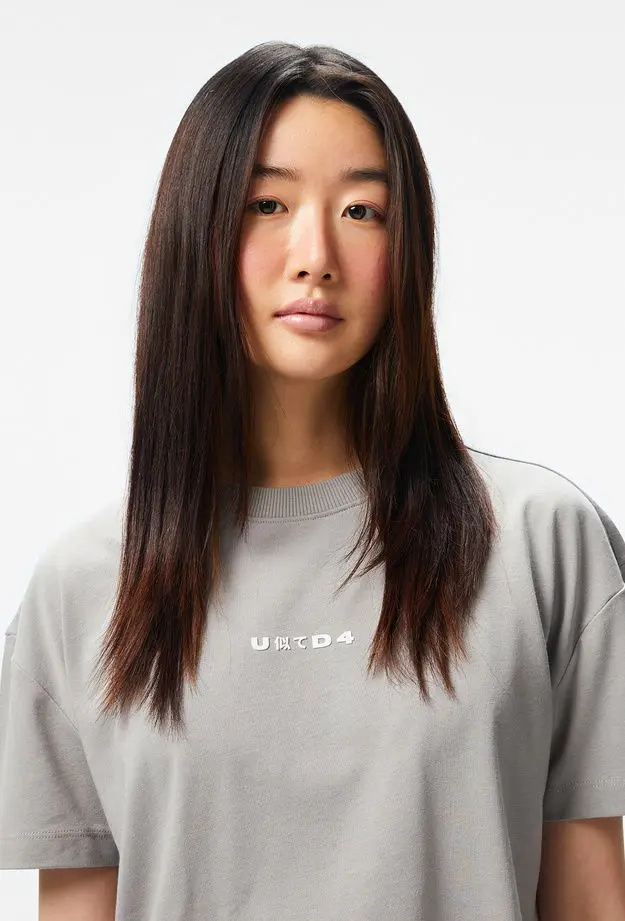 UNITED4 Classic Kadın Gri Crop T-Shirt