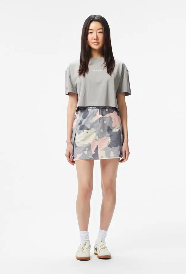 UNITED4 Classic Kadın Gri Crop T-Shirt