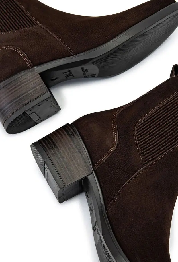 Tamer Tanca Kadın Hakiki Deri Kahverengi Nubuk Topuklu Bot