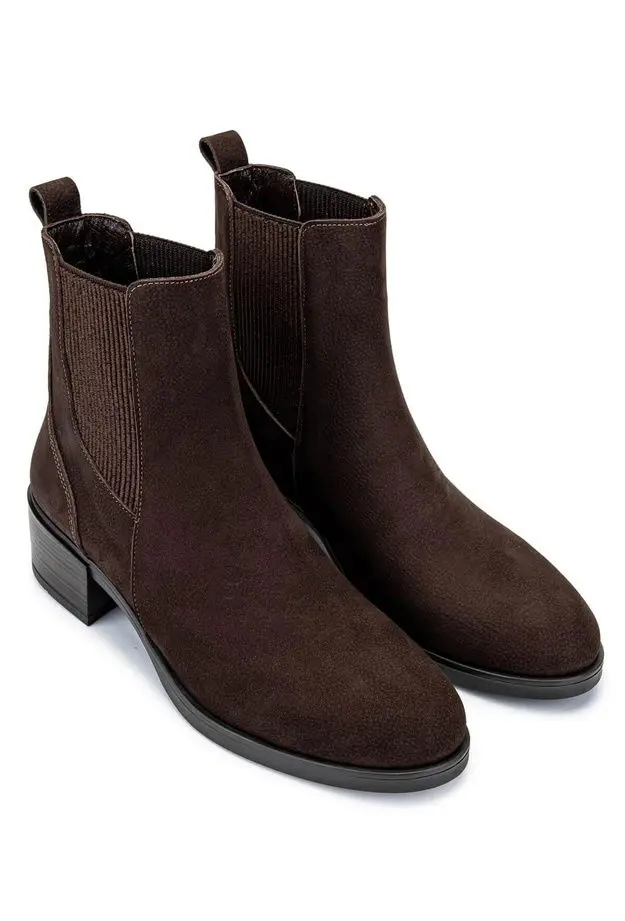Tamer Tanca Kadın Hakiki Deri Kahverengi Nubuk Topuklu Bot