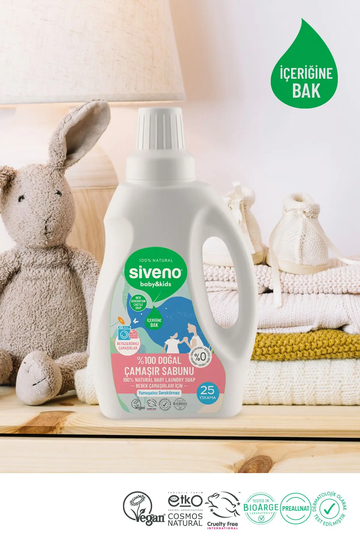 %100 Doğal Bebek Çamaşır Sabunu Kendinden Yumuşatıcılı Bitkisel Deterjan Konsantre 750 ml X 2 Adet