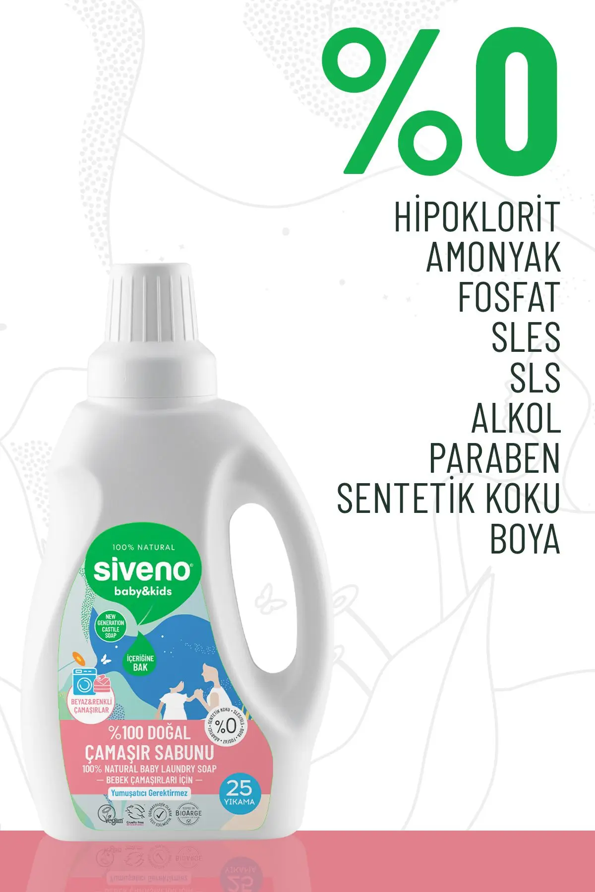 %100 Doğal Bebek Çamaşır Sabunu Kendinden Yumuşatıcılı Bitkisel Deterjan Konsantre 750 ml X 2 Adet
