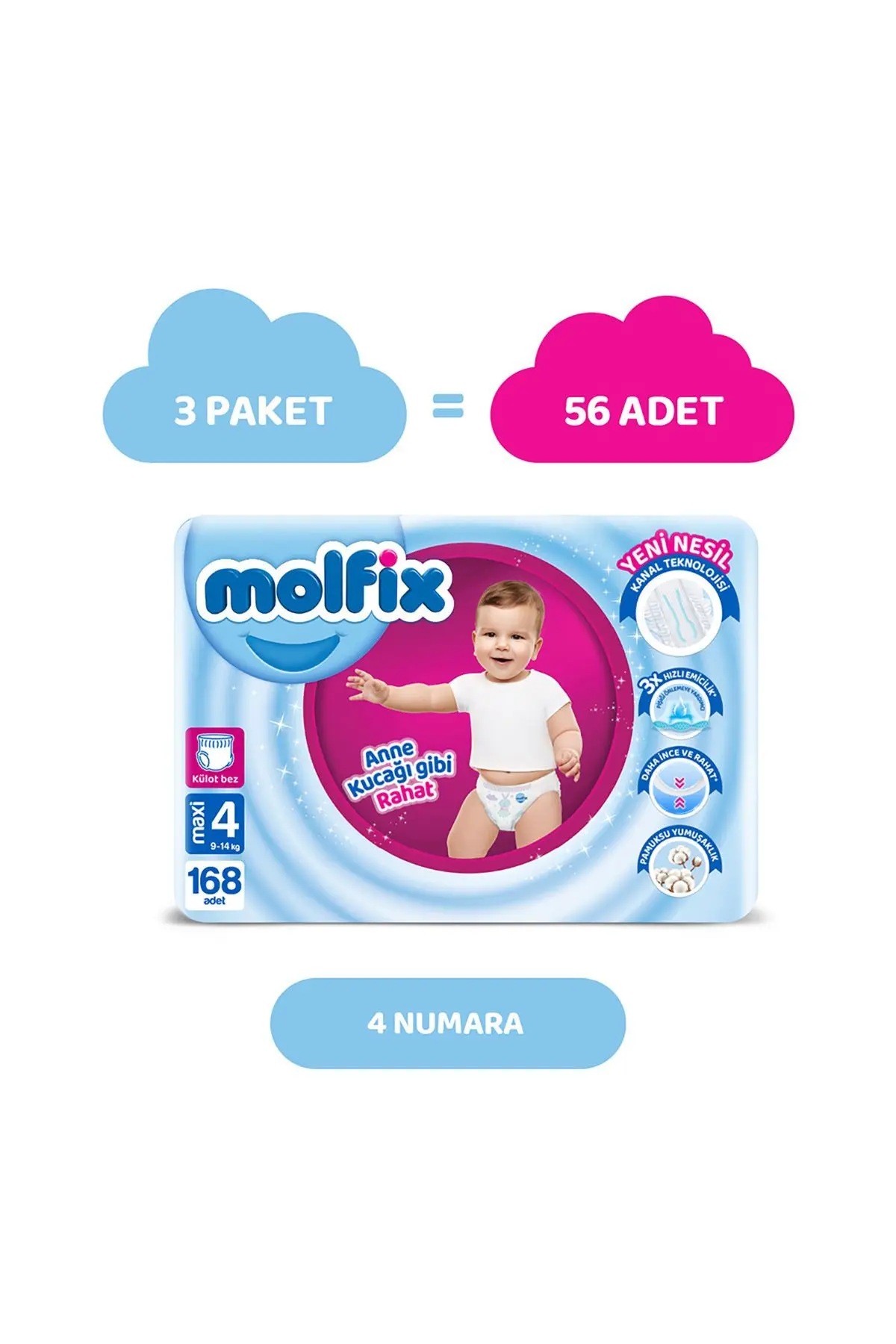 Pants Bebek Bezi 4 Beden Maxi Aylık Fırsat Paketi 168 Adet