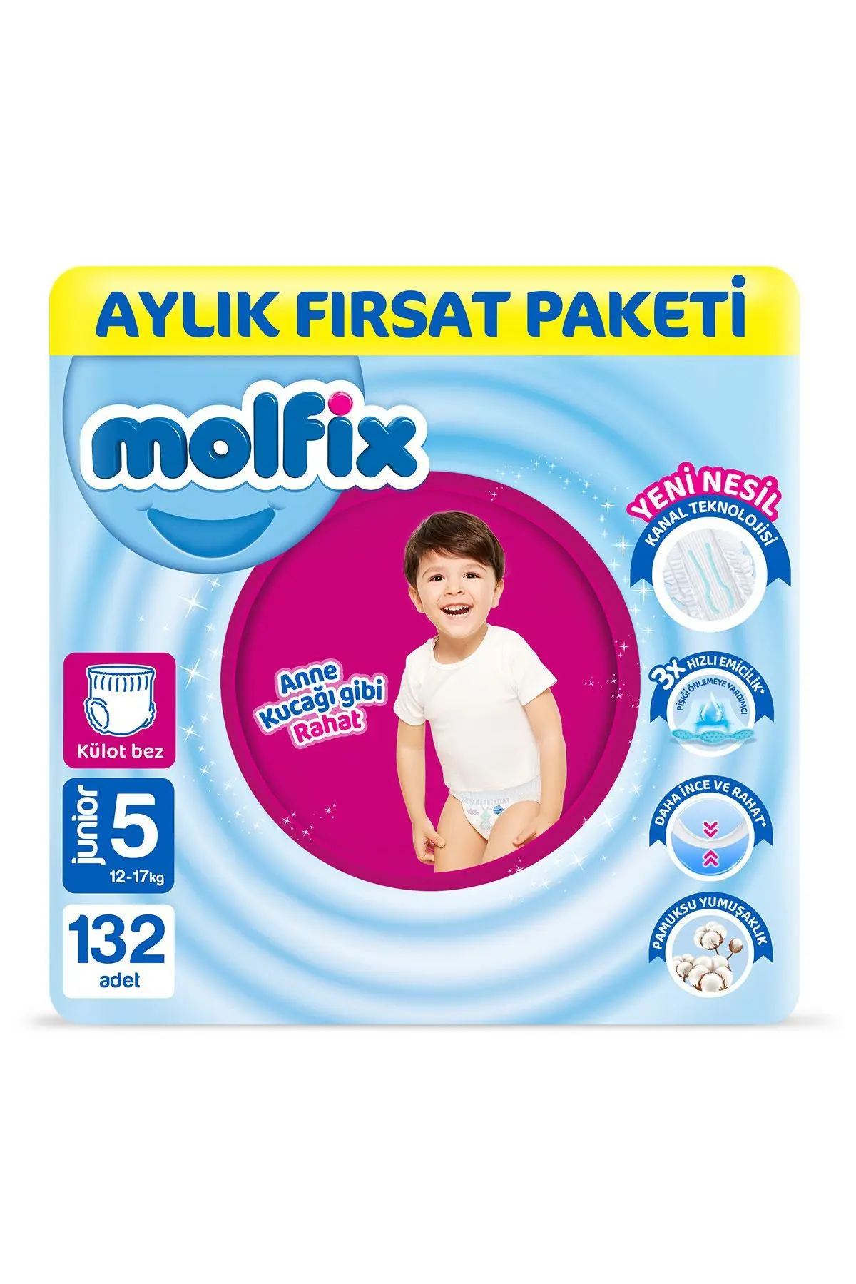 Molfix Pants Bebek Bezi 5 Beden Junior Aylık Fırsat Paketi 132 Adet