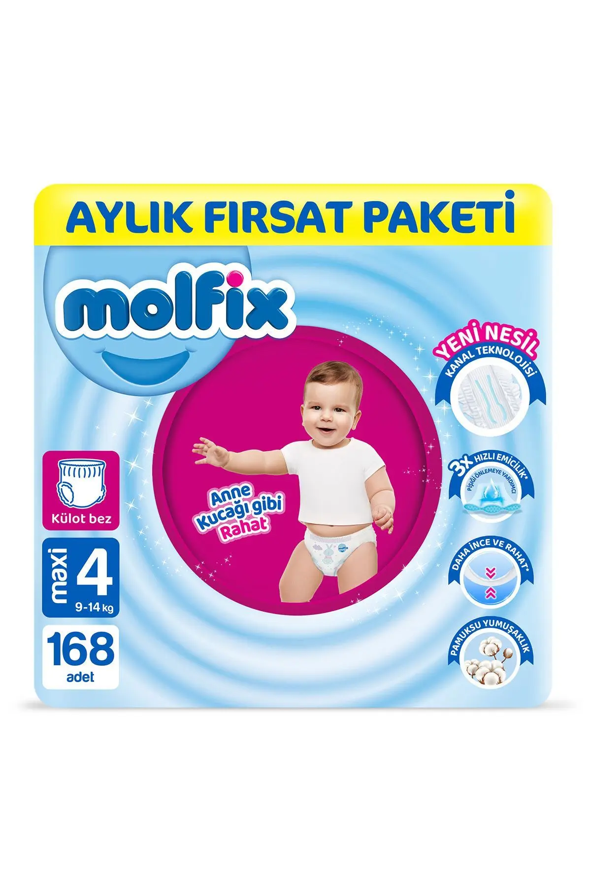Pants Bebek Bezi 4 Beden Maxi Aylık Fırsat Paketi 168 Adet