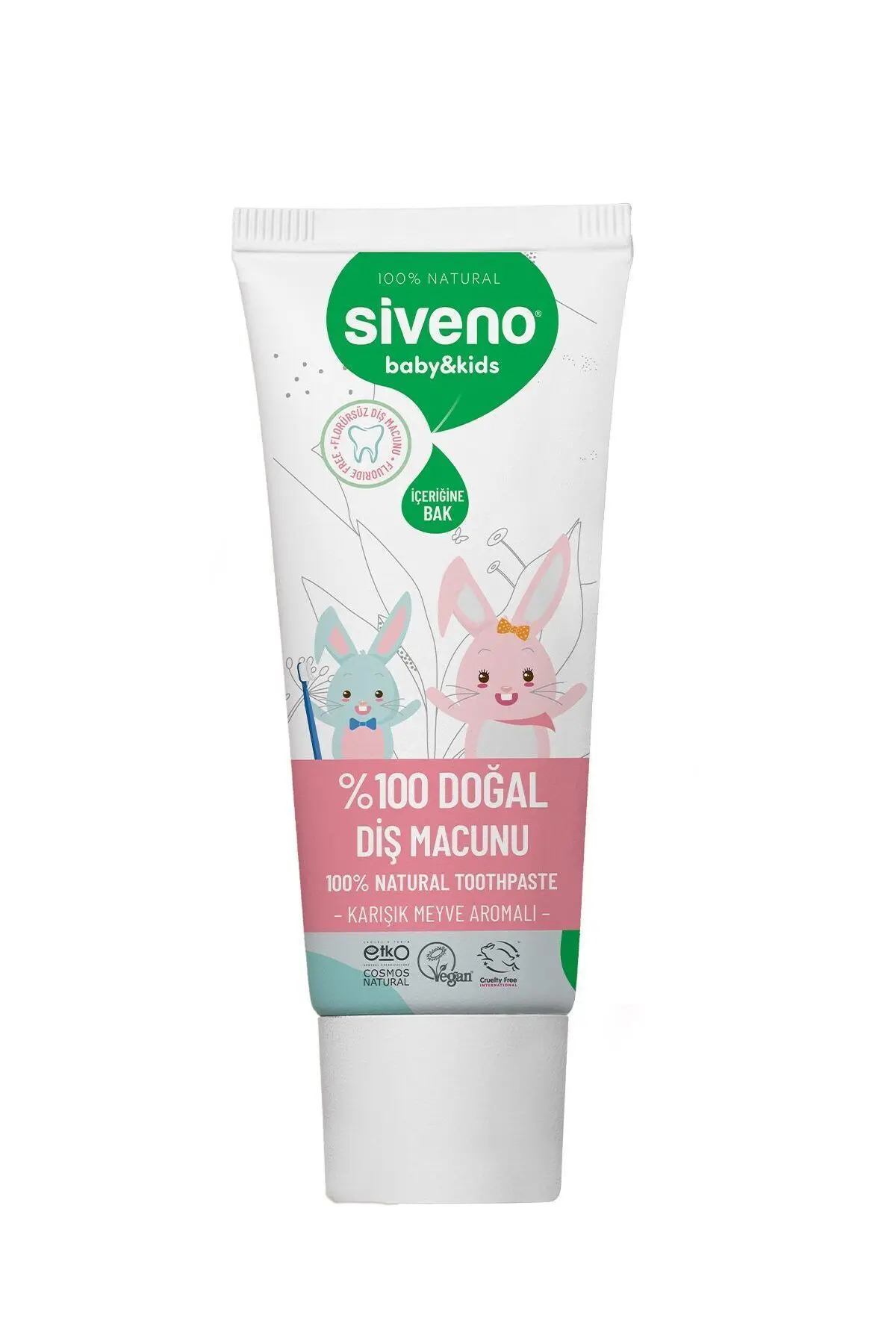%100 Doğal Diş Macunu Bebek ve Çocuk İçin Karışık Meyve Aromalı Florürsüz 50 ml