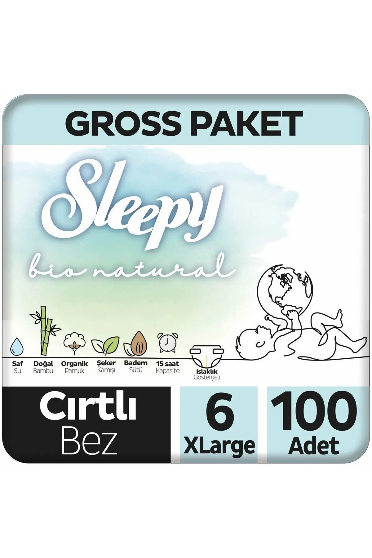Sleepy Bio Natural Gross Paket Bebek Bezi 6 Numara Xlarge 100 Adet
