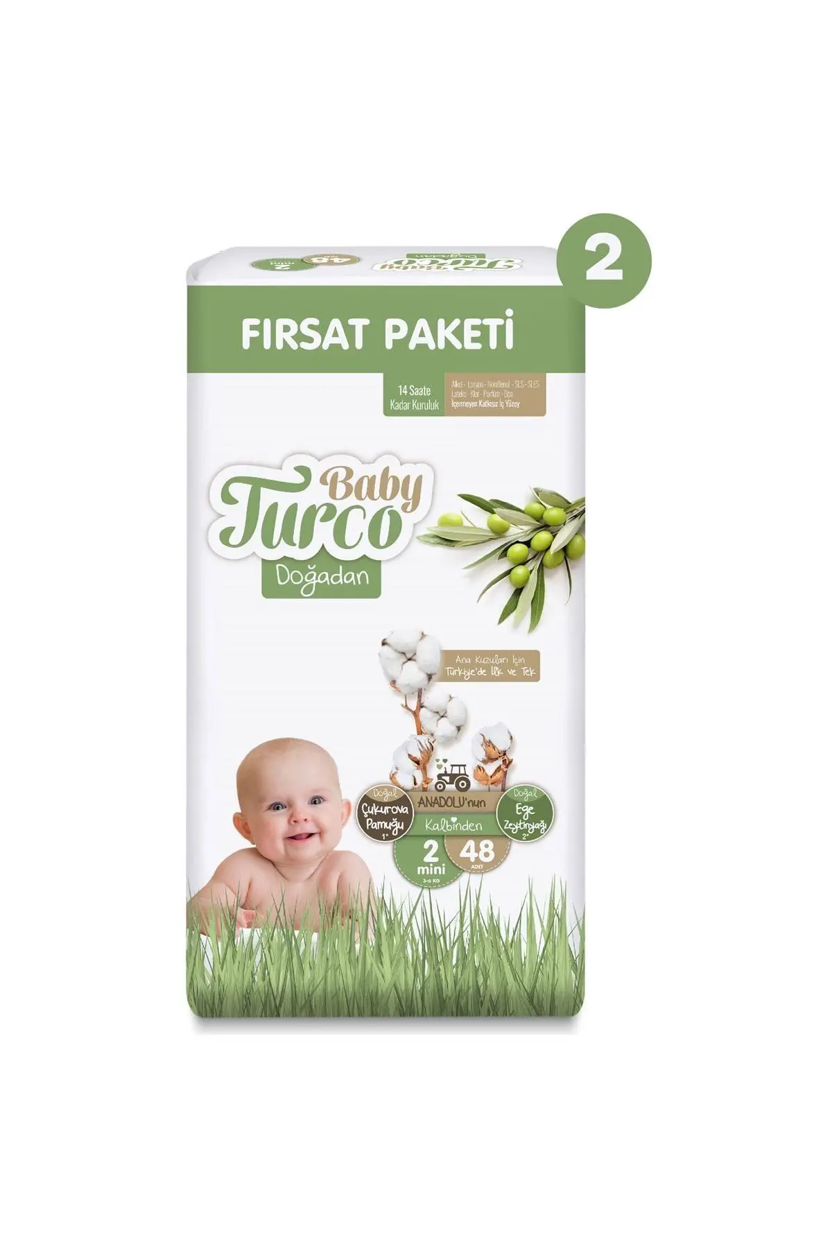 Doğadan Ekonomik Fırsat Paketi Bebek Bezi 2 Numara Mini 96 Adet