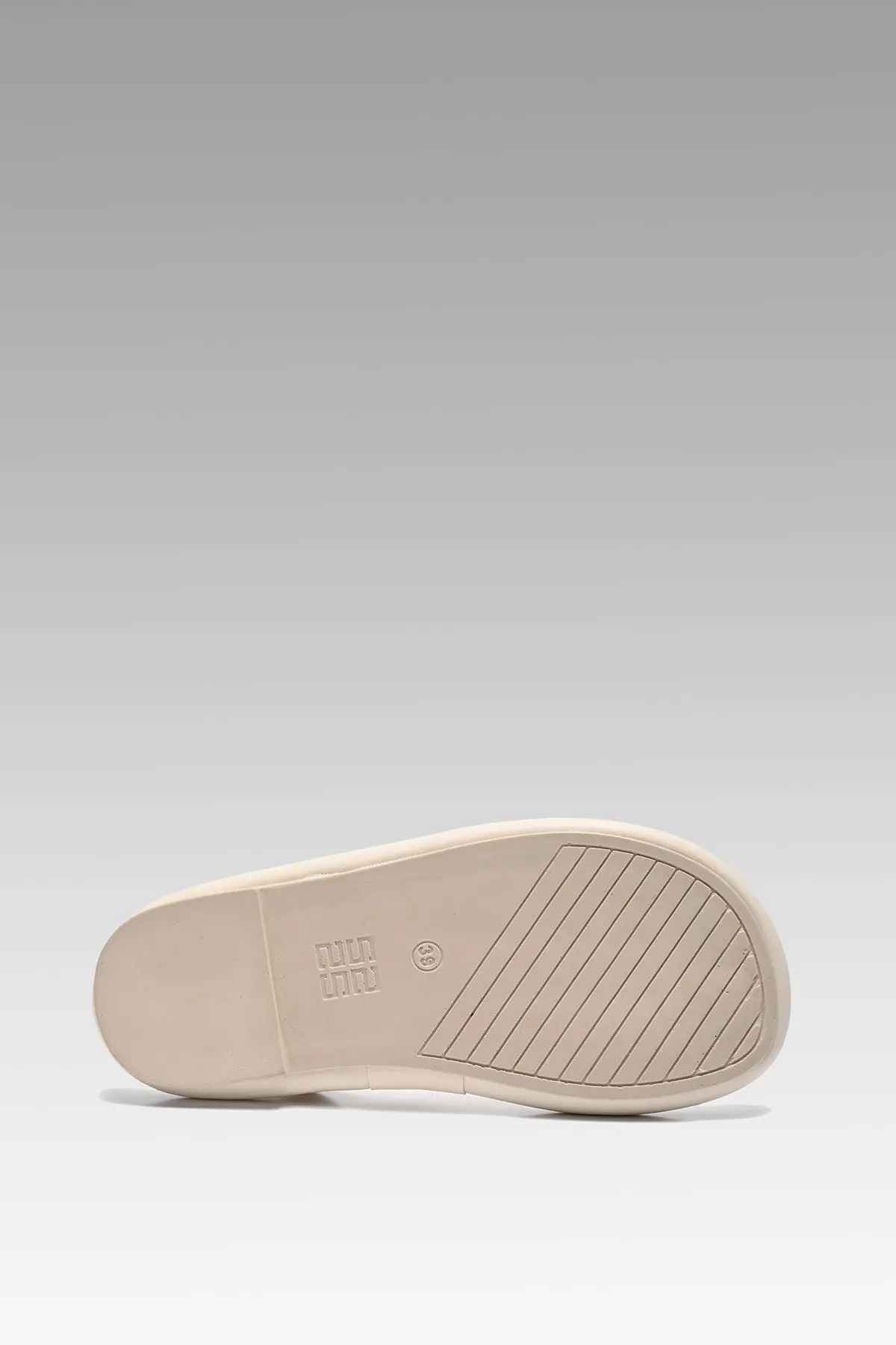 Kadın Bej Rome Çift Bantlı Puff Sandalet 2cm Byndrsl01