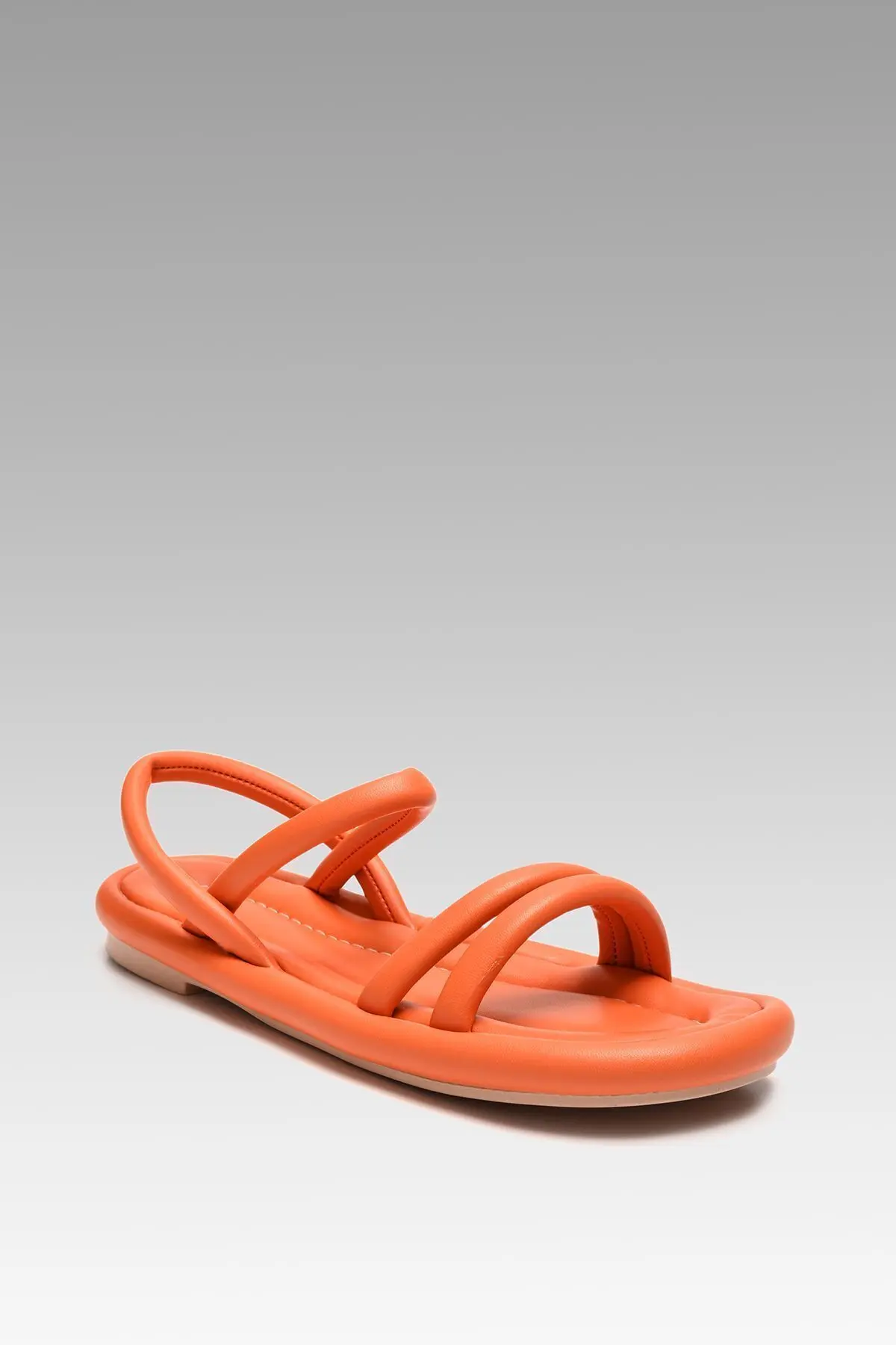 Kadın Turuncu Rome Çift Bantlı Puff Sandalet 2cm Byndrsl01