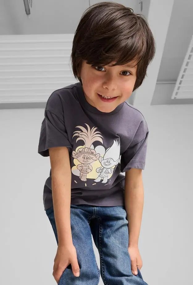 Puma X Trolls Graphic Çocuk Gri T-Shirt
