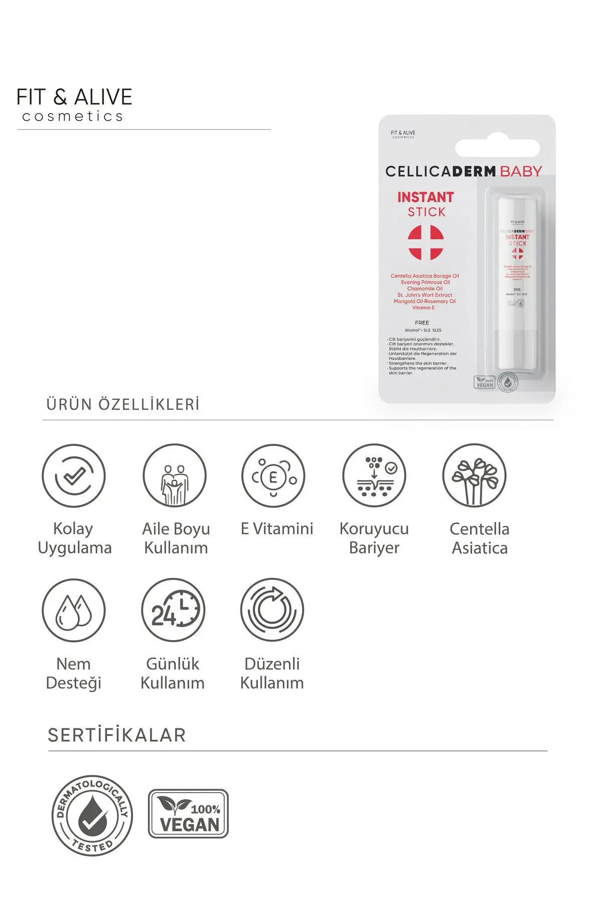 Fitalive Cellicaderm Baby Instant Stick - Doğal Stick