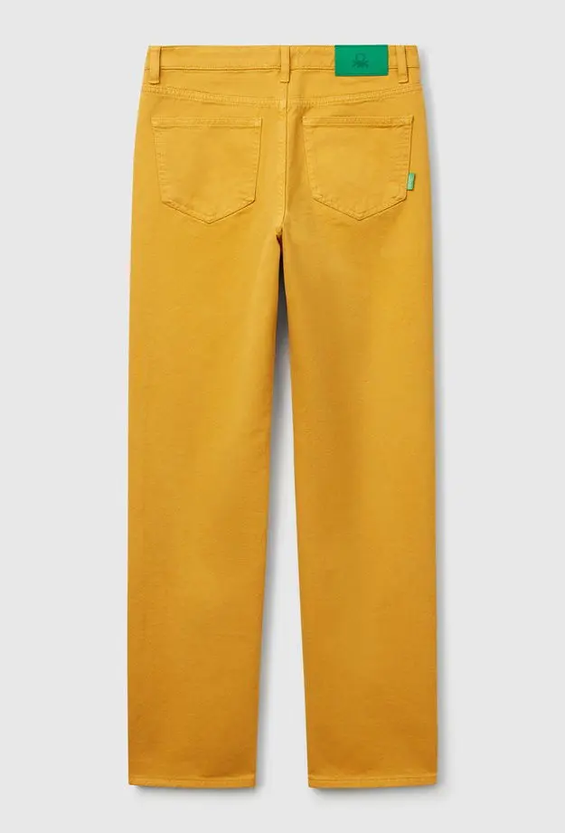 Kadın Sarı %100 Pamuk Normal Bel Regular Fit Denim Pantolon