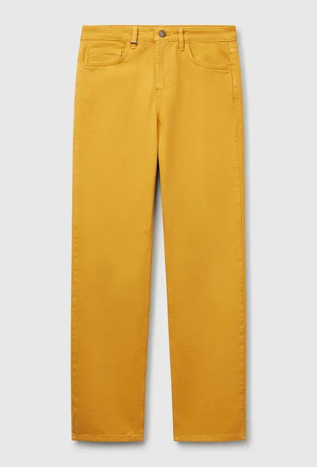 Kadın Sarı %100 Pamuk Normal Bel Regular Fit Denim Pantolon
