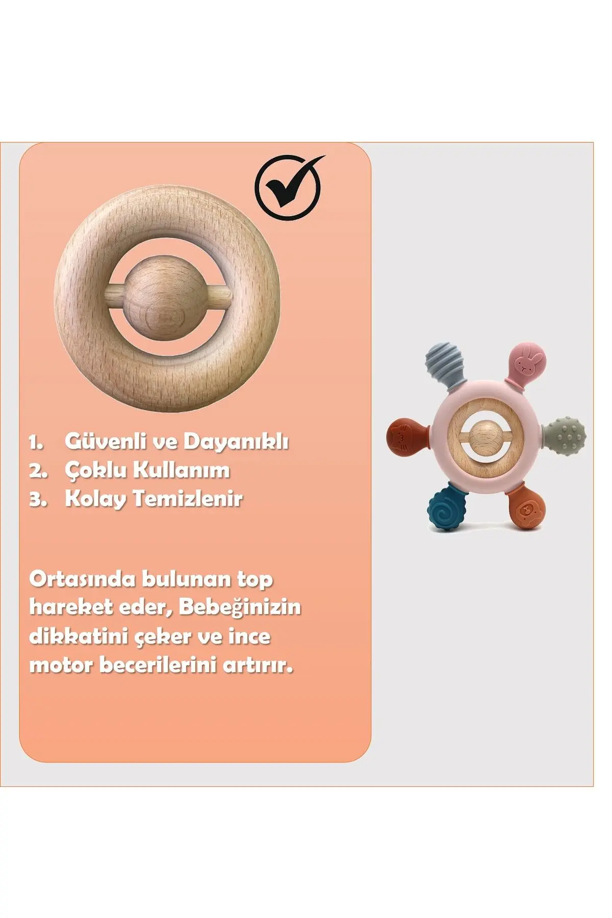 Bebek Diş Kaşıyıcı Halka Dümen (PEMBE RENK DİŞLİK)