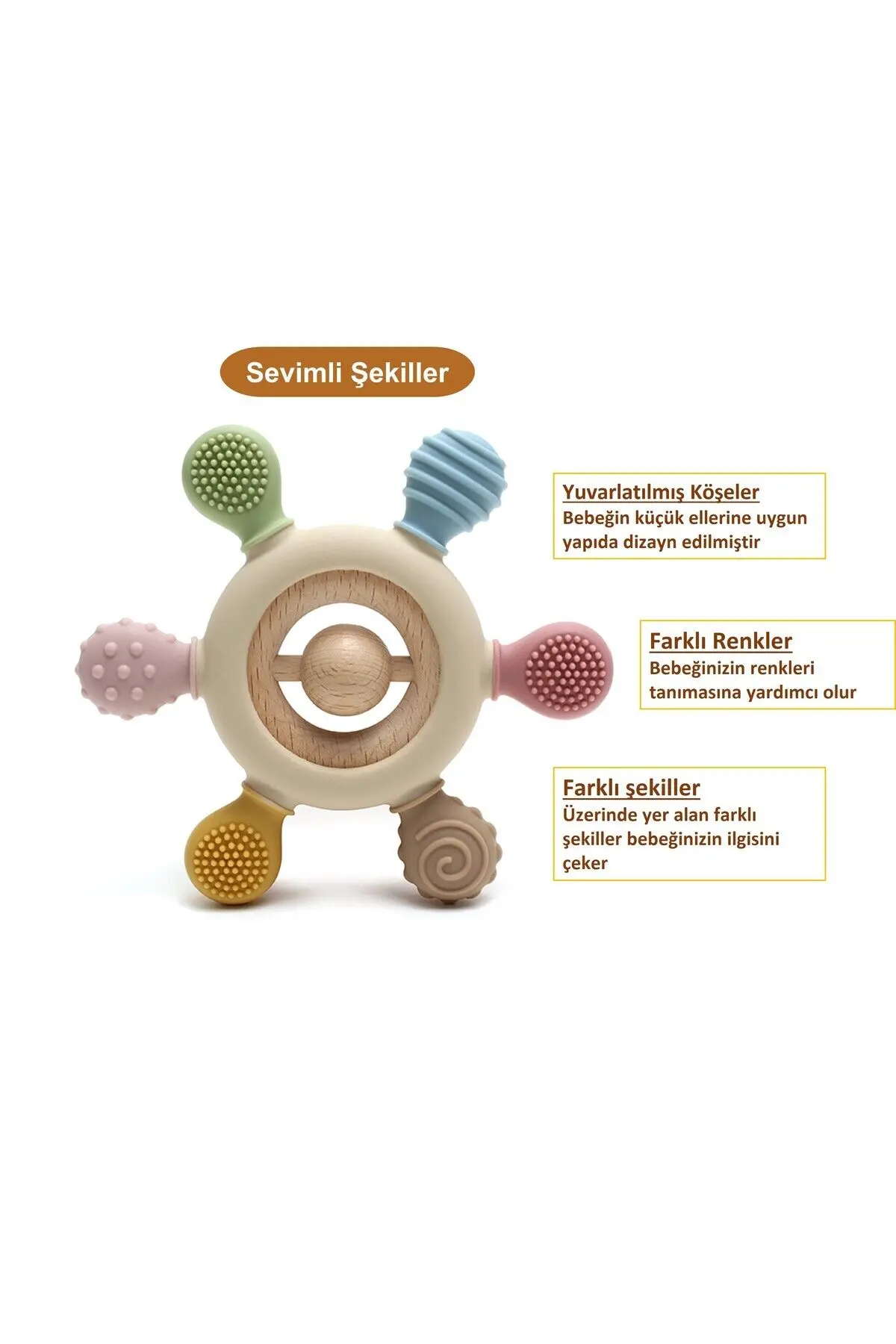 Bebek Diş Kaşıyıcı Halka Dümen (BEJ RENK DİŞLİK)