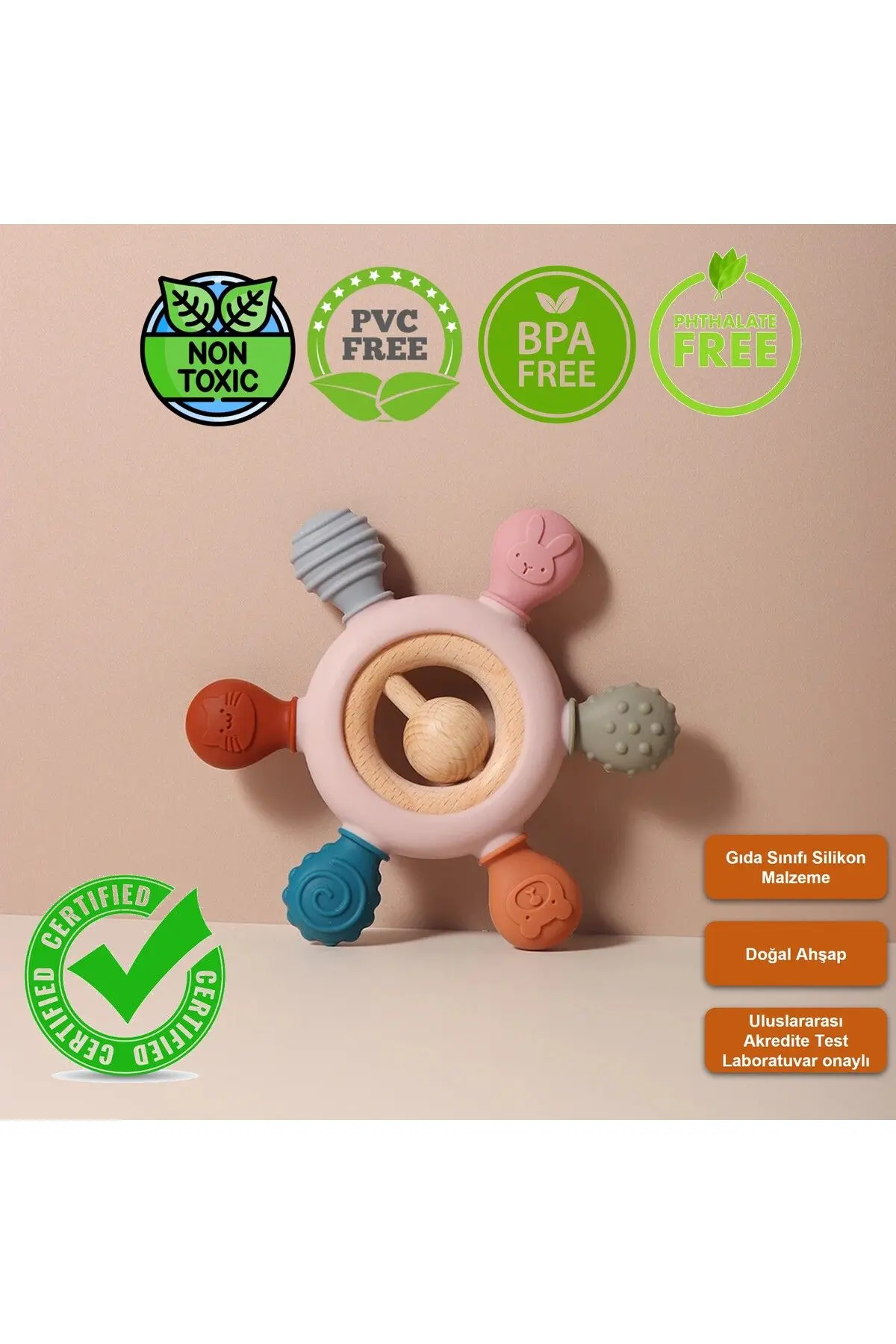 Bebek Diş Kaşıyıcı Halka Dümen (PEMBE RENK DİŞLİK)