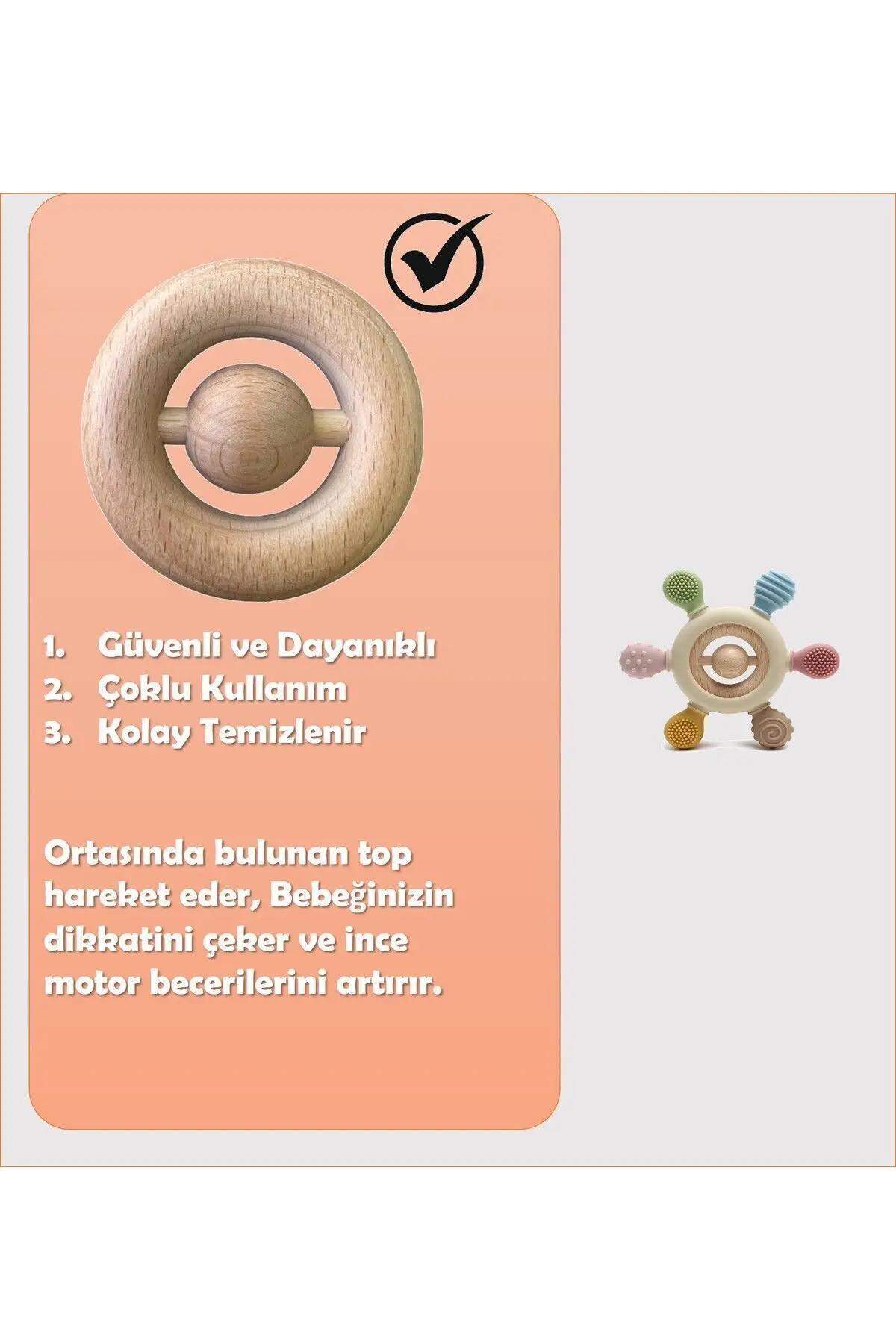 Bebek Diş Kaşıyıcı Halka Dümen (BEJ RENK DİŞLİK)