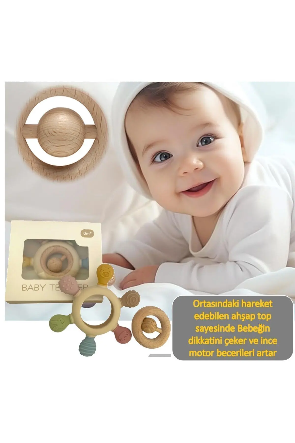 Bebek Diş Kaşıyıcı Halka Dümen (BEJ RENK DİŞLİK)