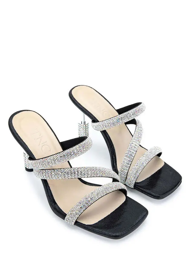 Tamer Tanca Kadın Tekstil Siyah Topuklu Terlik