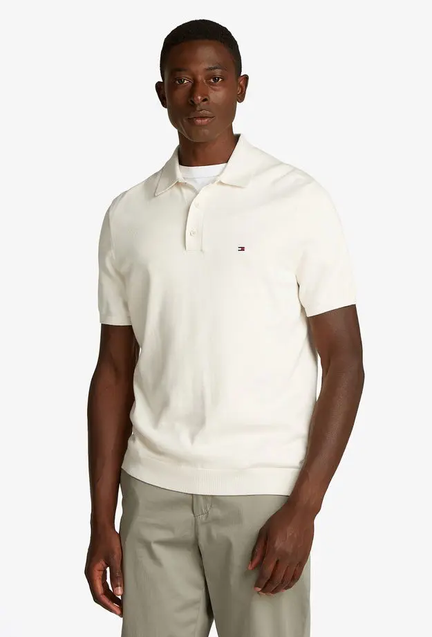 Tommy Hilfiger Tommy Hilfiger Essential Cotton Knitted Erkek Beyaz Polo