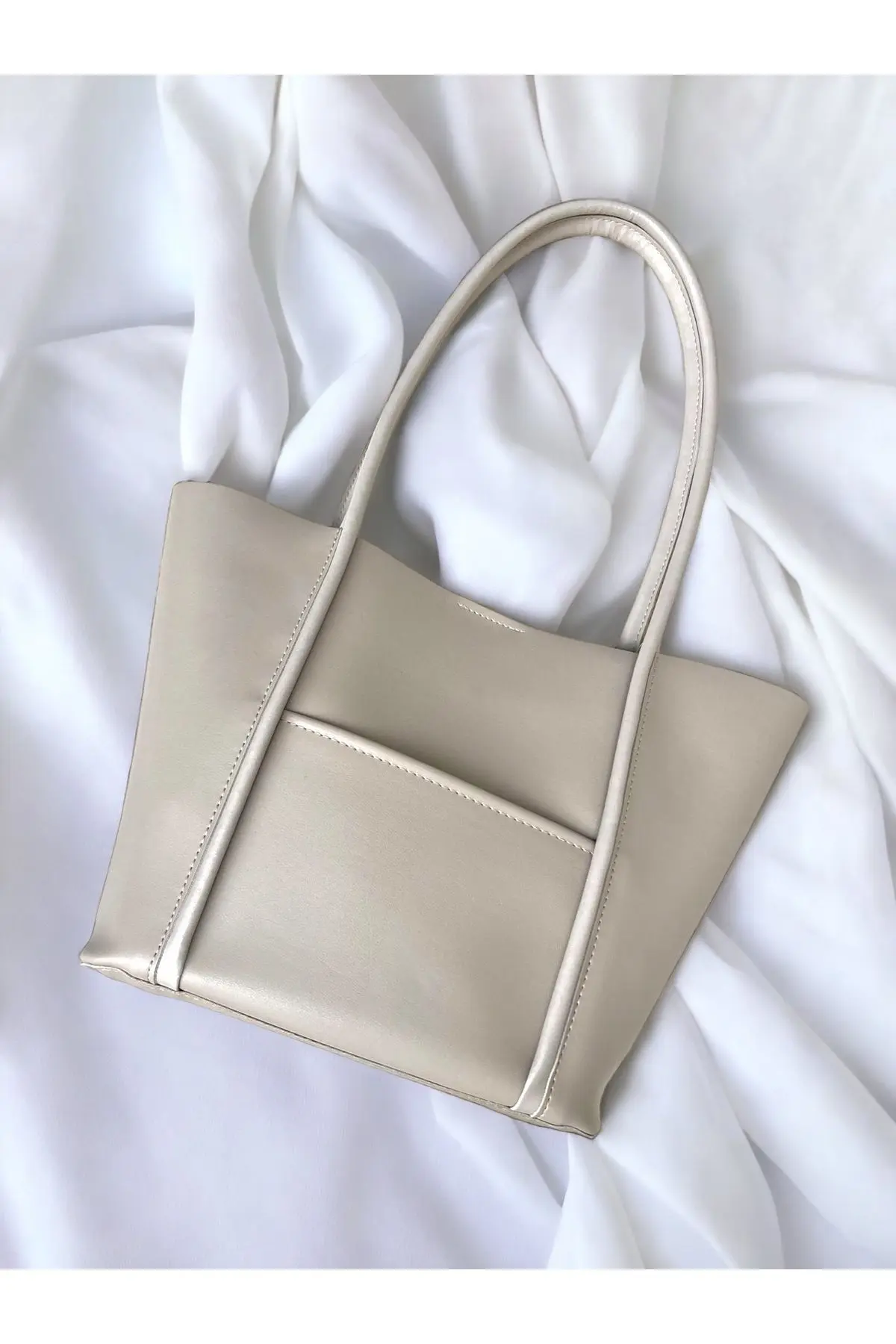 Kadın açık vizon yavrulu omuz çantası