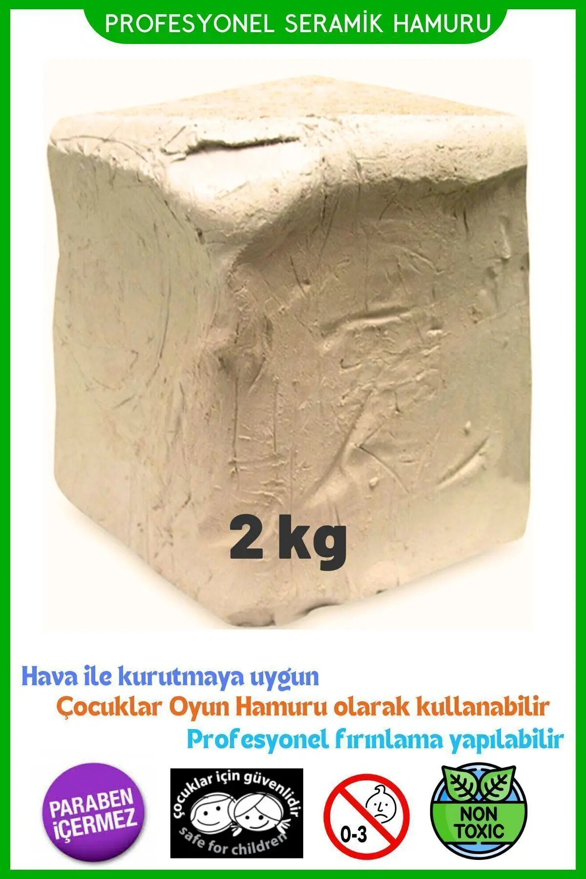 DSH Doğal Seramik Hamuru Doğal Seramik Hamuru, Kil Çamuru, Beyaz Seramik Hamuru Oyun Hamuru Kil Çamuru 2 X 1000 gr