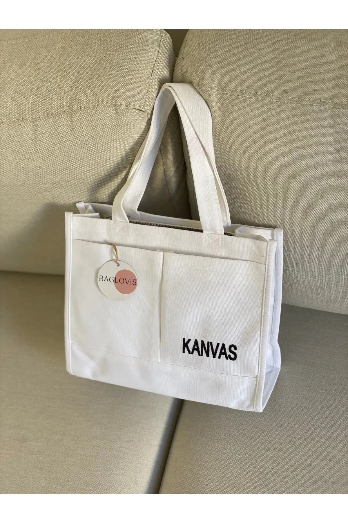 KANVAS KUMAŞ NAKIŞ DETAYLI BÜYÜK OMUZ ÇANTASI