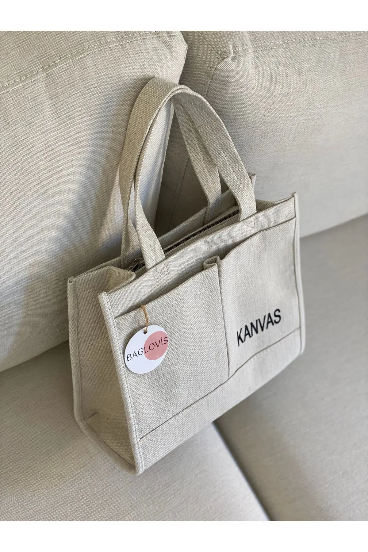 KANVAS KUMAŞ NAKIŞ DETAYLI BÜYÜK OMUZ ÇANTASI