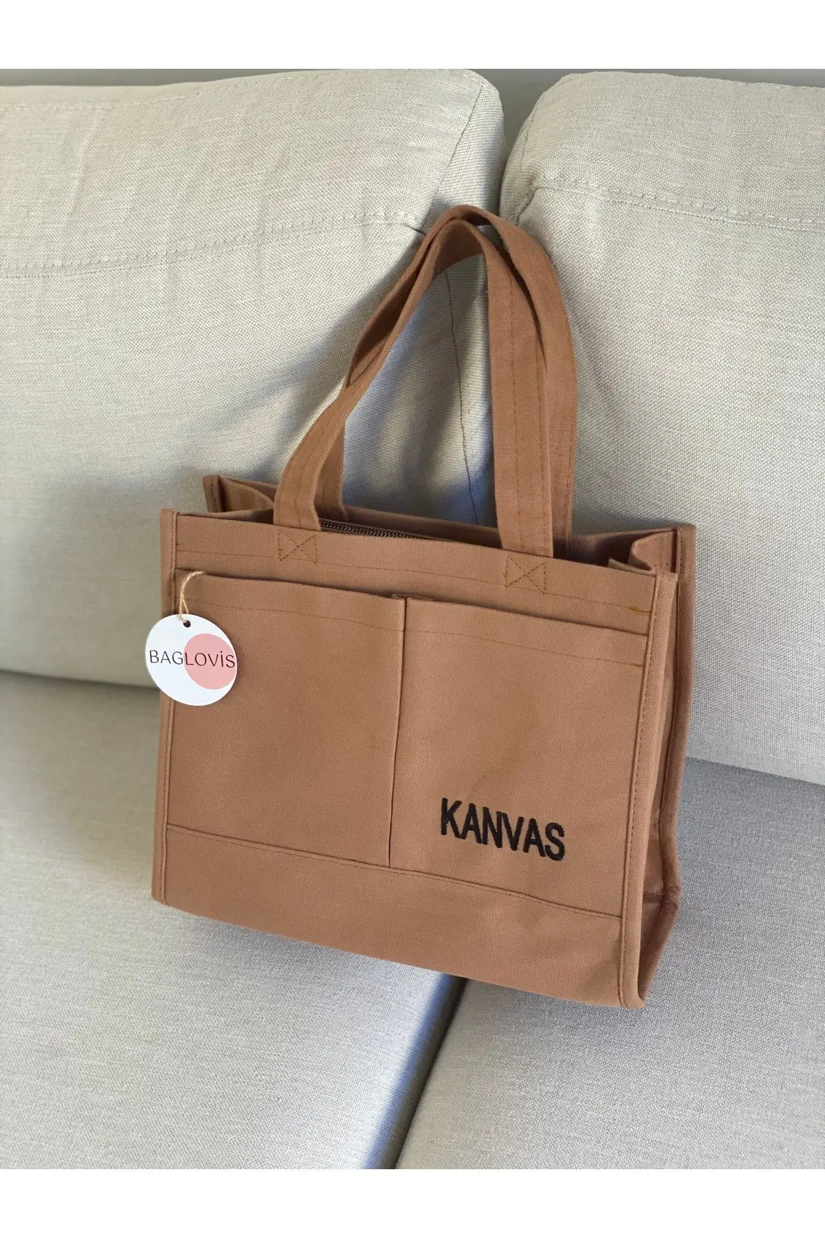 KANVAS KUMAŞ NAKIŞ DETAYLI BÜYÜK OMUZ ÇANTASI