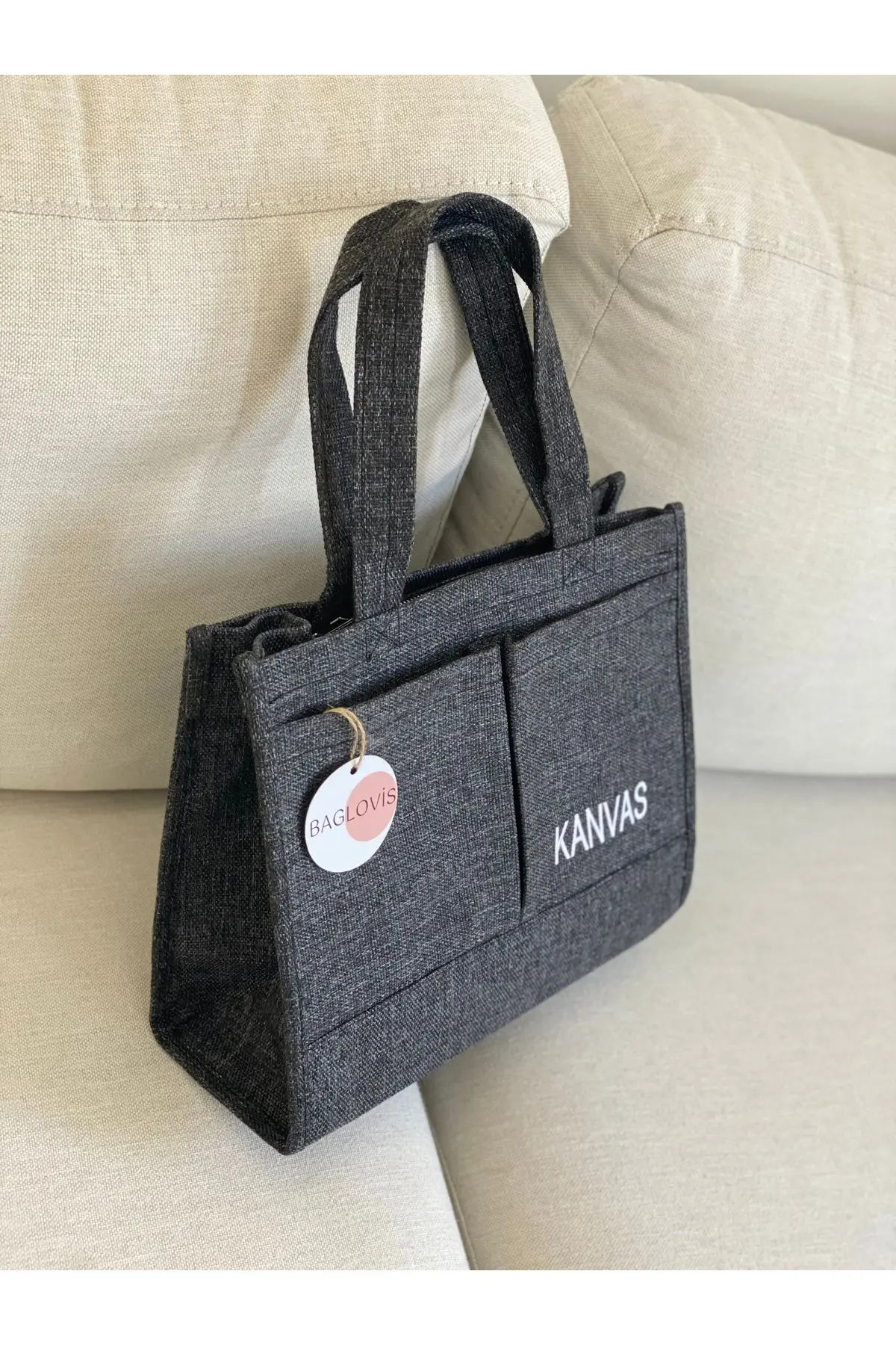 KANVAS KUMAŞ NAKIŞ DETAYLI BÜYÜK OMUZ ÇANTASI
