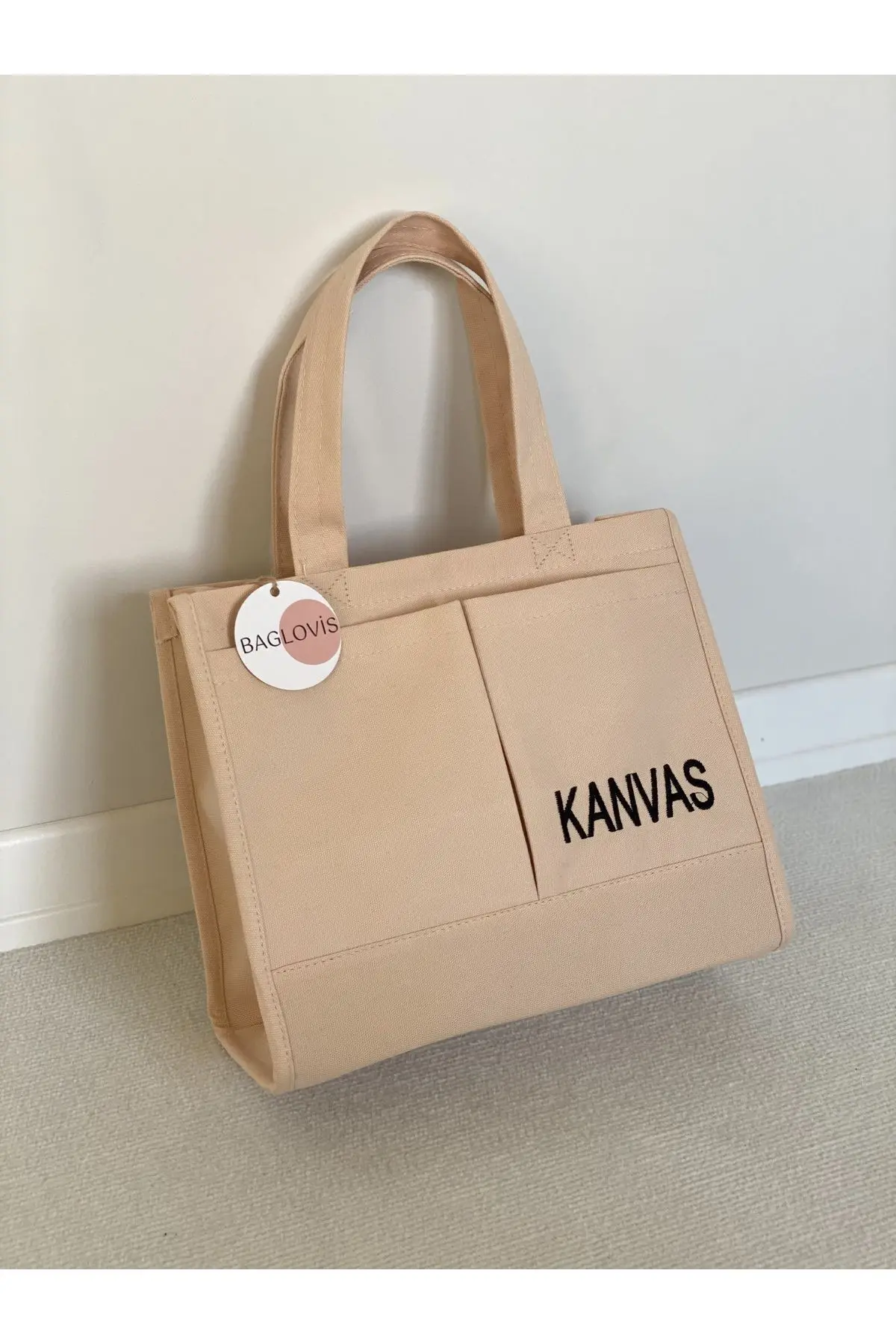 KANVAS KUMAŞ NAKIŞ DETAYLI BÜYÜK OMUZ ÇANTASI