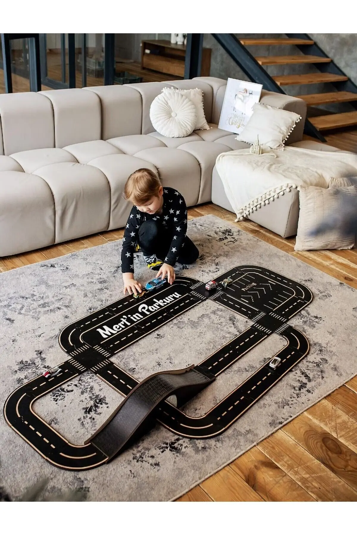 Oyuncak Araba, Araç Parkuru (LARGE) -eğitici Ve Eğlenceli Yol Yapım Ahşap Oyuncak - Otoban Puzzle