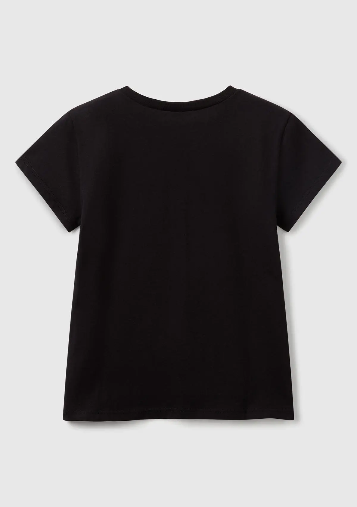 Kız Çocuk Siyah Simli Logo Baskılı T-Shirt