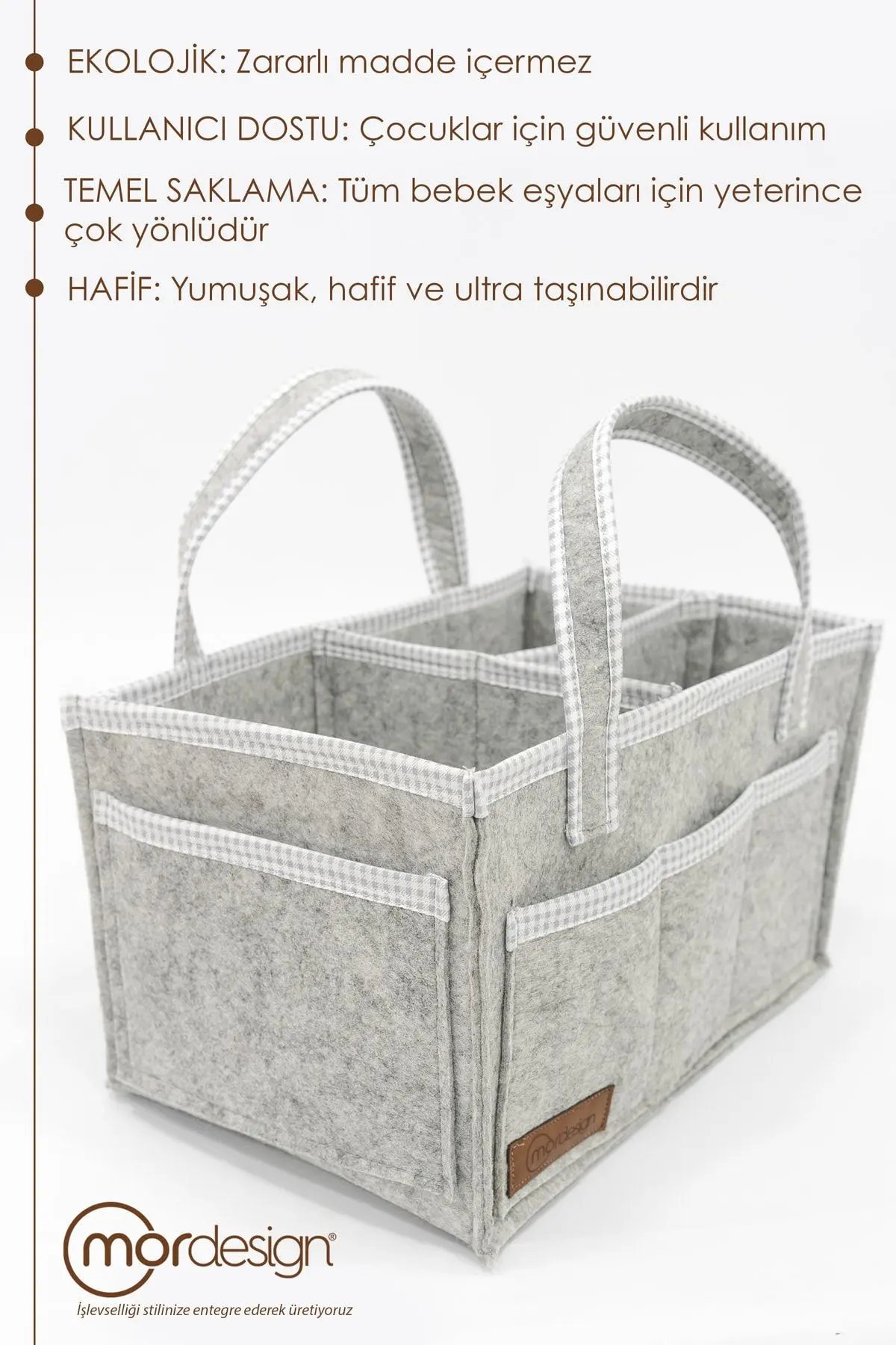 Çok Amaçlı Kalın Keçe Anne Bebek Bakım Çantası, Dolap İçi Organizer, Scotch Serisi