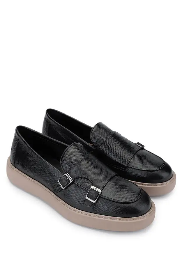 Tamer Tanca Erkek Hakiki Deri Siyah Loafer Ayakkabı