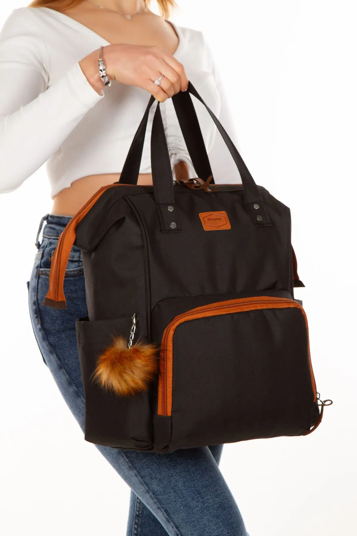 Anne Bebek Bakım Sırt Çantası Termal Biberonluk Ve Bebek Arabası Askı Aparatı