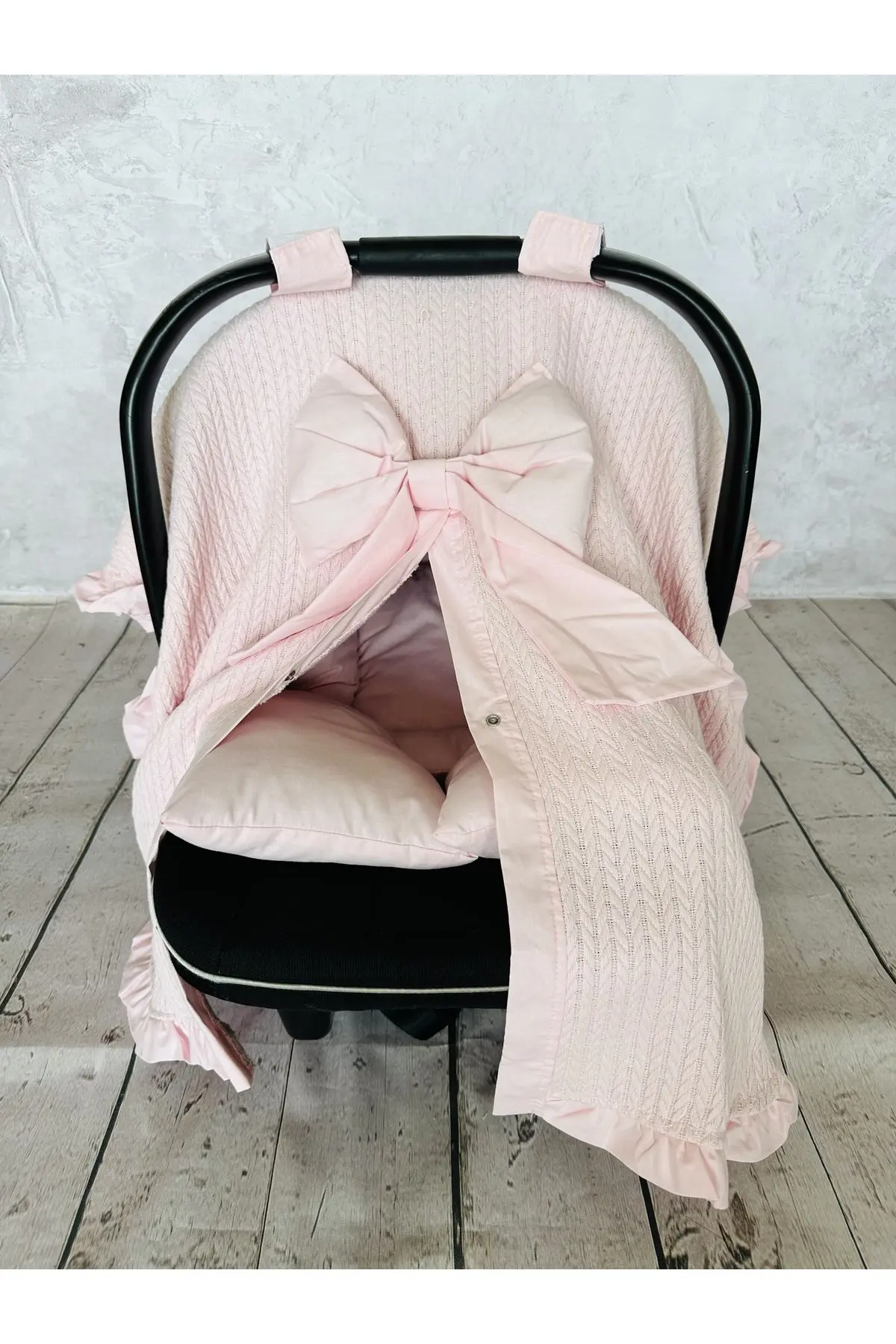 Fırfırlı 2'li Bebek Puset Örtüsü Puset Minderi Ortopedik Bel Destekli