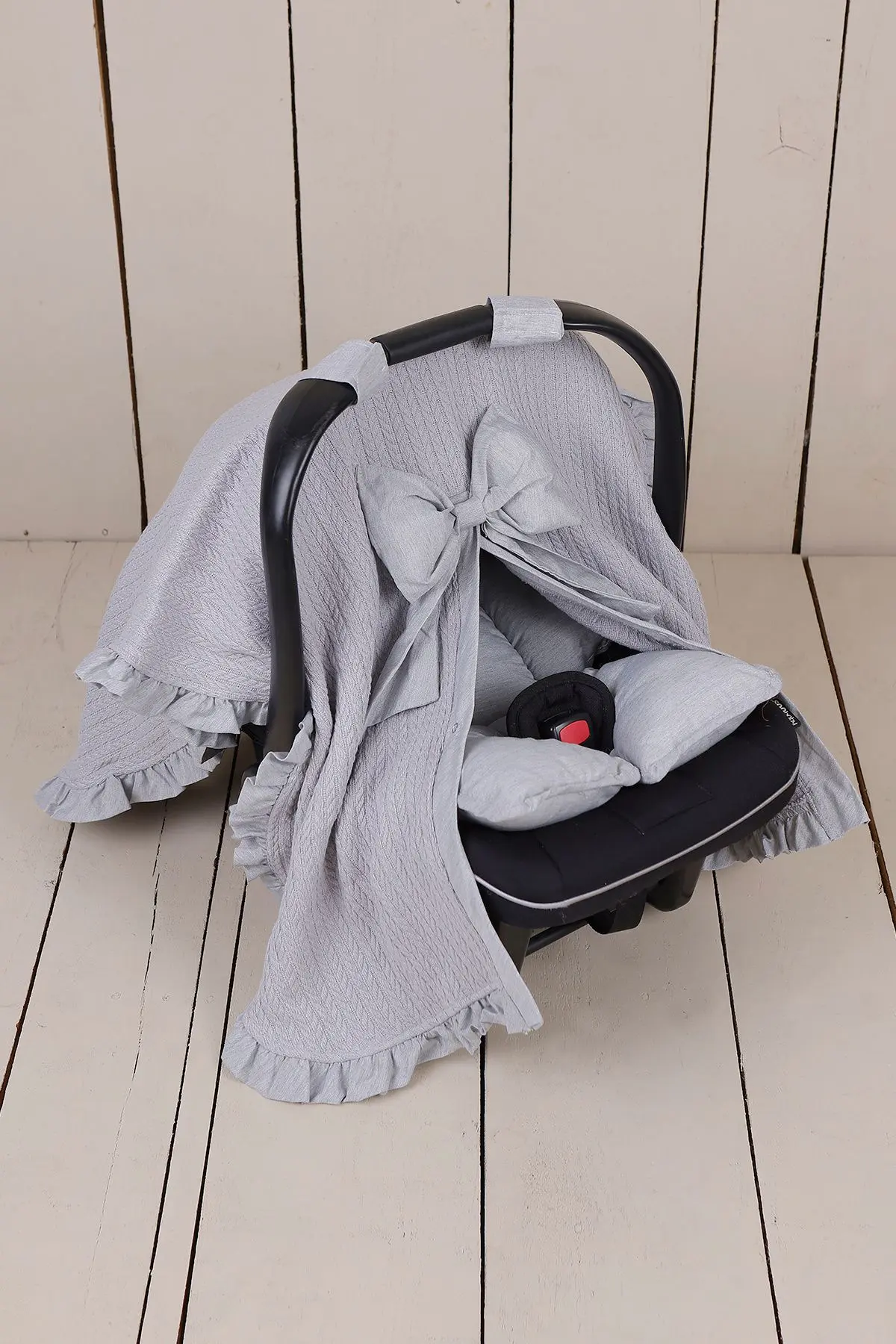 Fırfırlı 2'li Bebek Puset Örtüsü Puset Minderi Ortopedik Bel Destekli