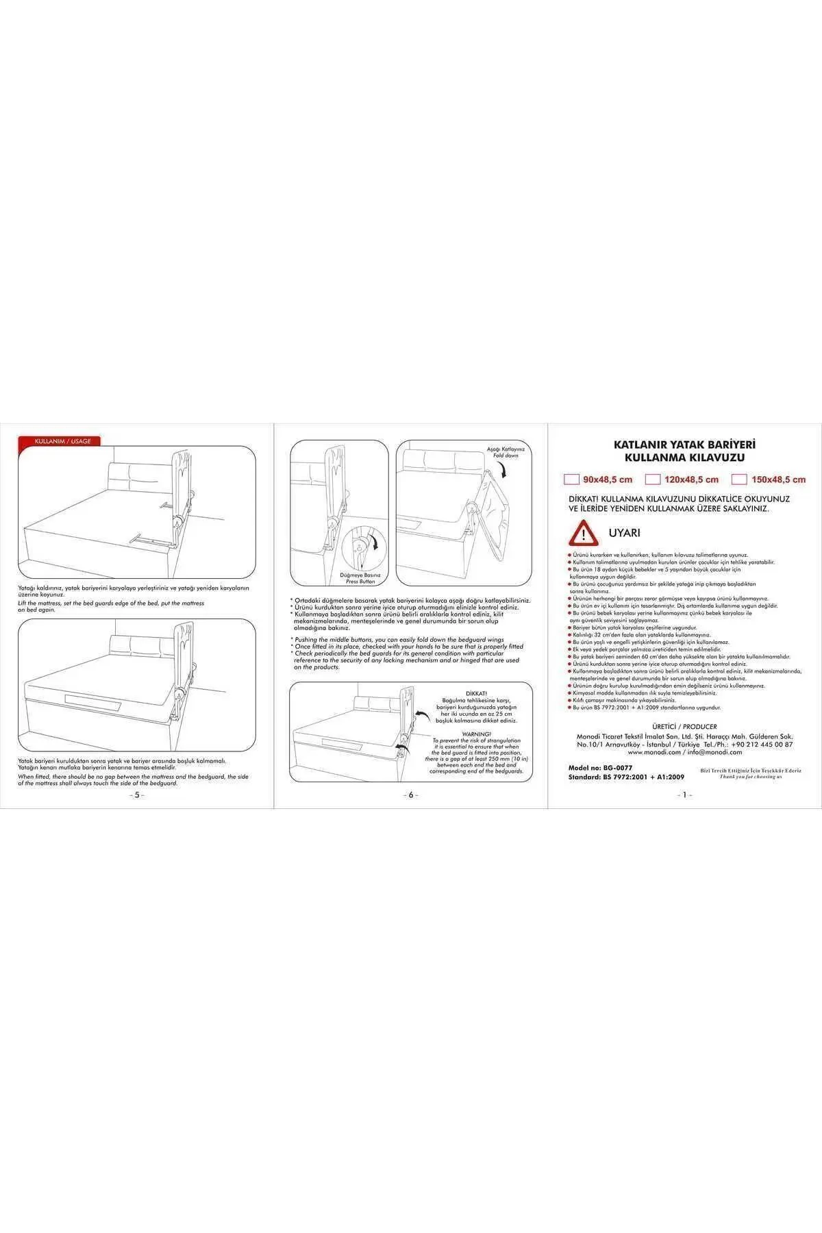 Bebek Güvenlik Yatak Bariyeri 150cm