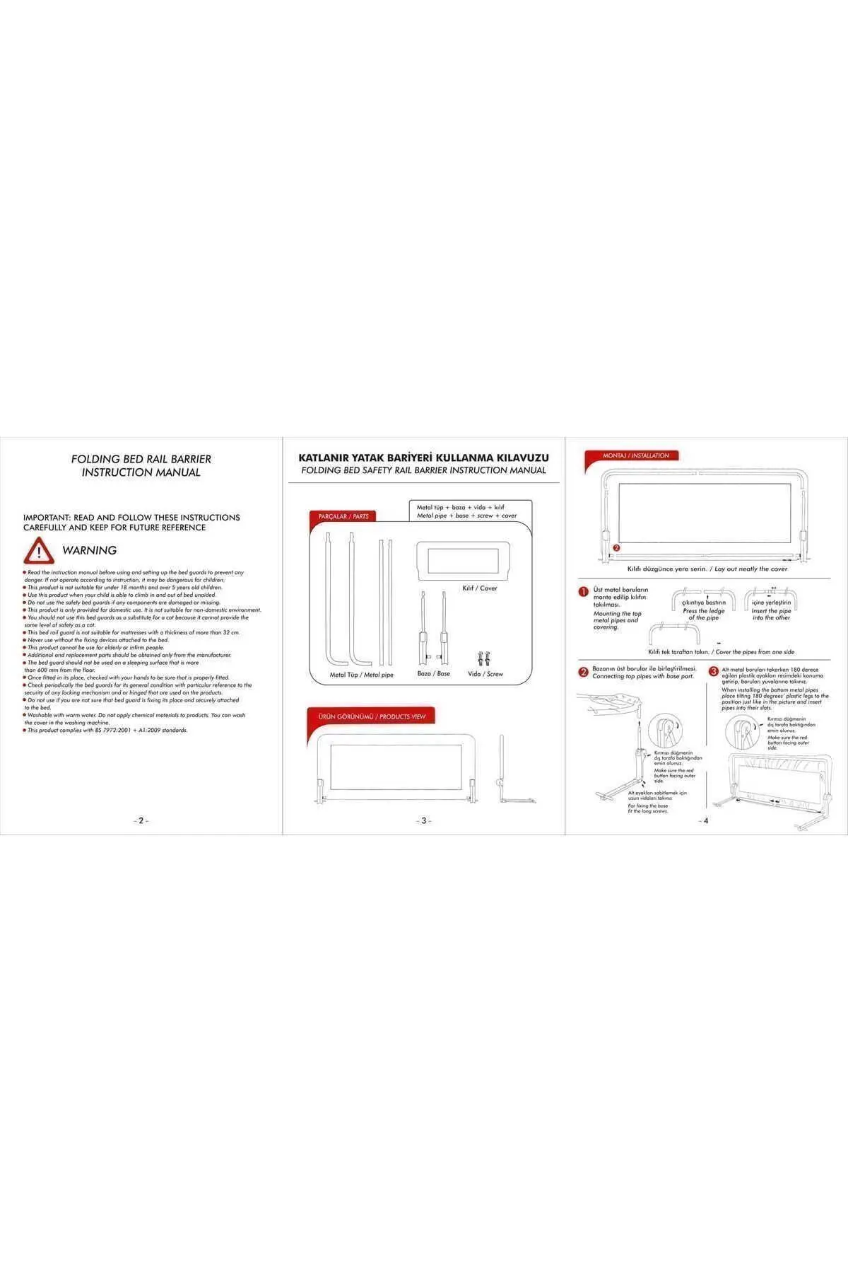 Bebek Güvenlik Yatak Bariyeri 150cm