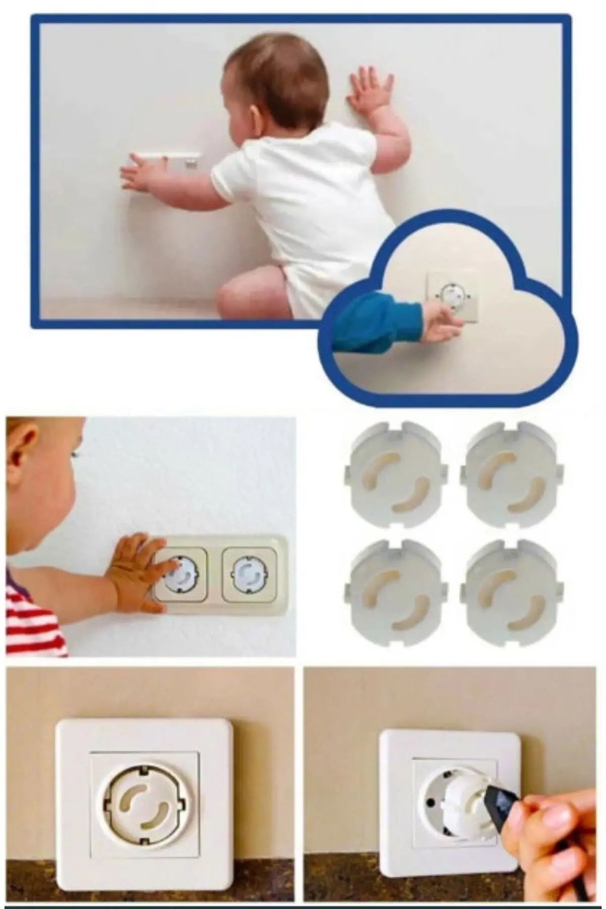 12 Adet Priz Kapağı, Priz Koruyucu, Priz Kapatıcı