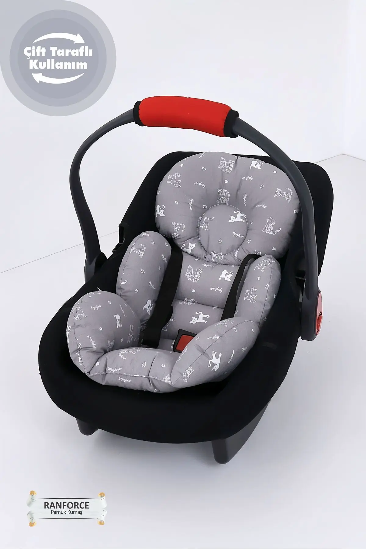 Puset Örtüsü Puset Minderi 2 Parça - Bel Destekli - Kedi Desen