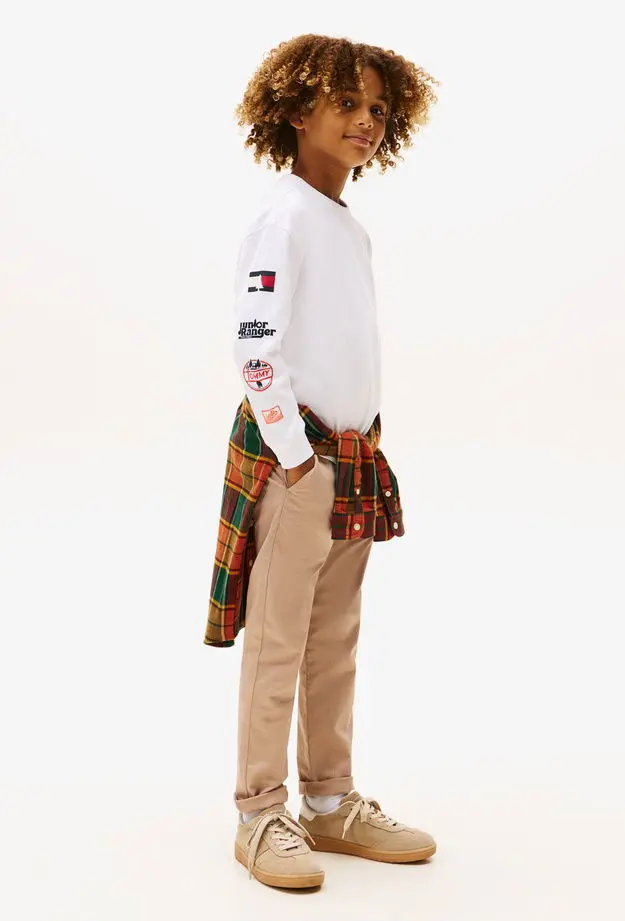 Tommy Hilfiger Camp Multi Çocuk Beyaz Uzun Kollu T-shirt