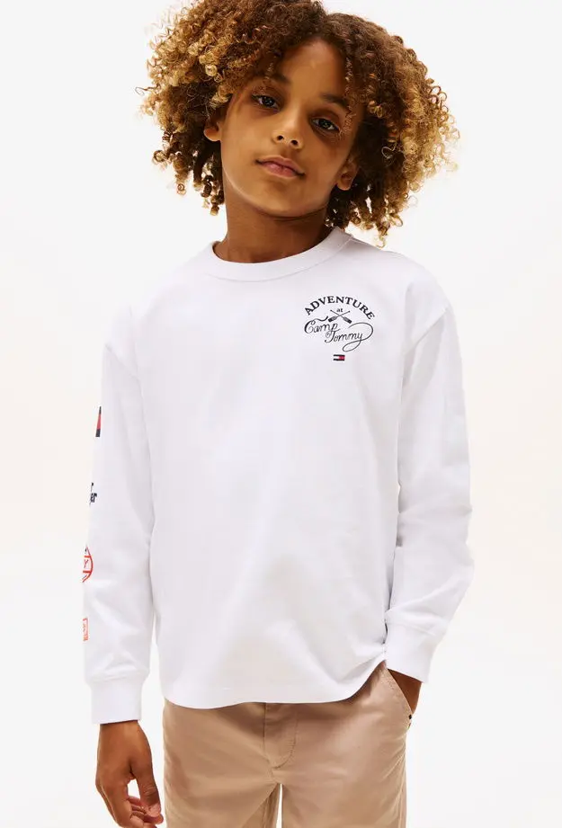 Tommy Hilfiger Tommy Hilfiger Camp Multi Çocuk Beyaz Uzun Kollu T-shirt